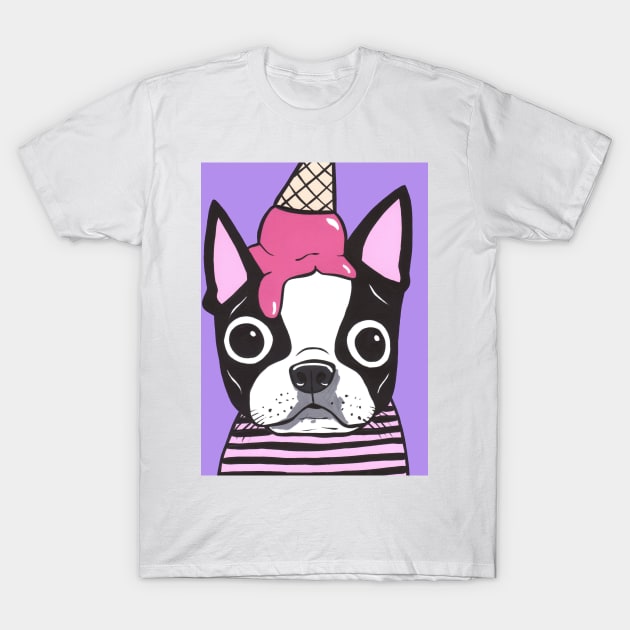 Boston Terrier Ice Cream T-Shirt by turddemon